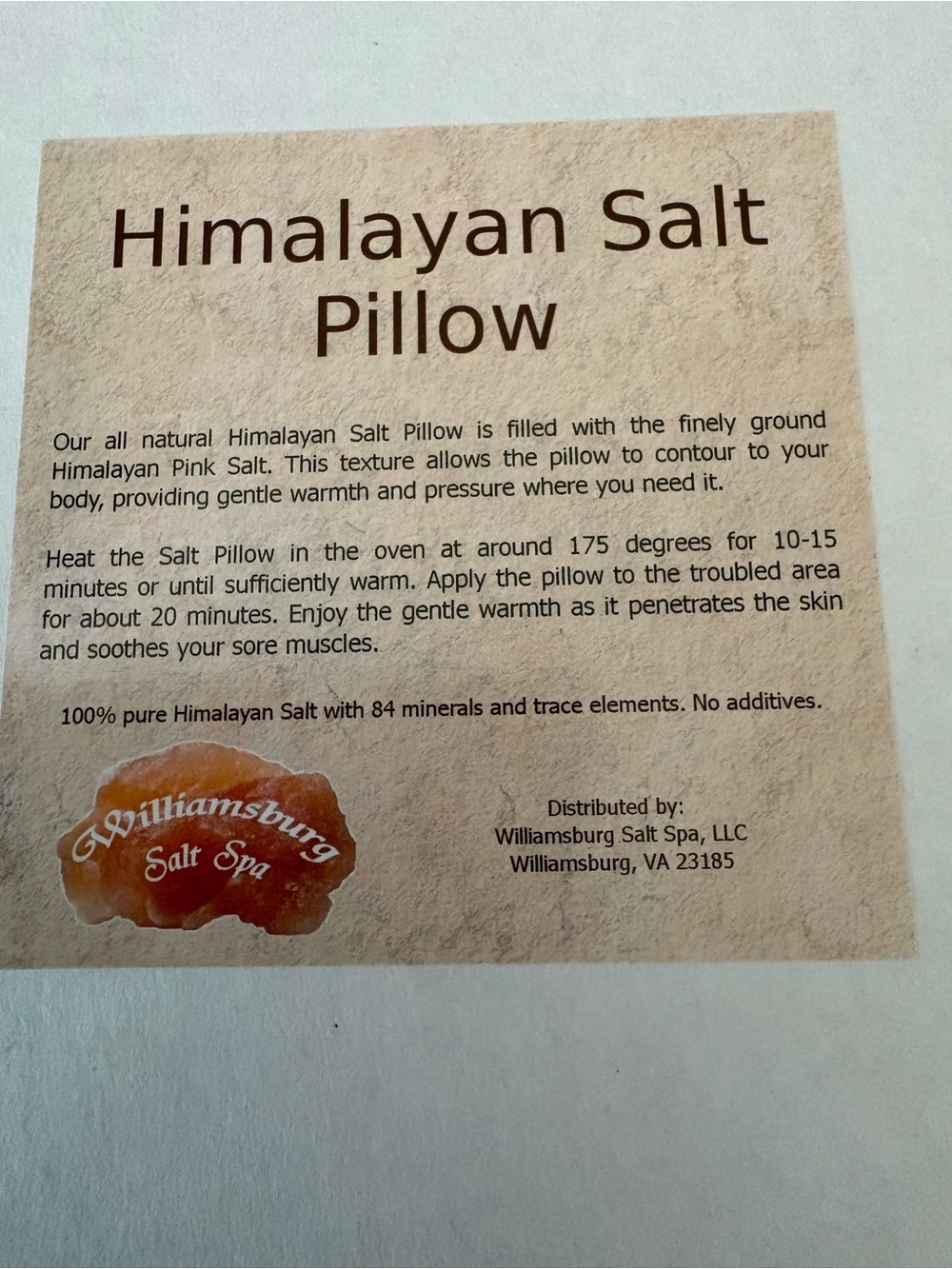 Himalayan Salt Pillow by Williamsburg Salt Spa - Pink/White